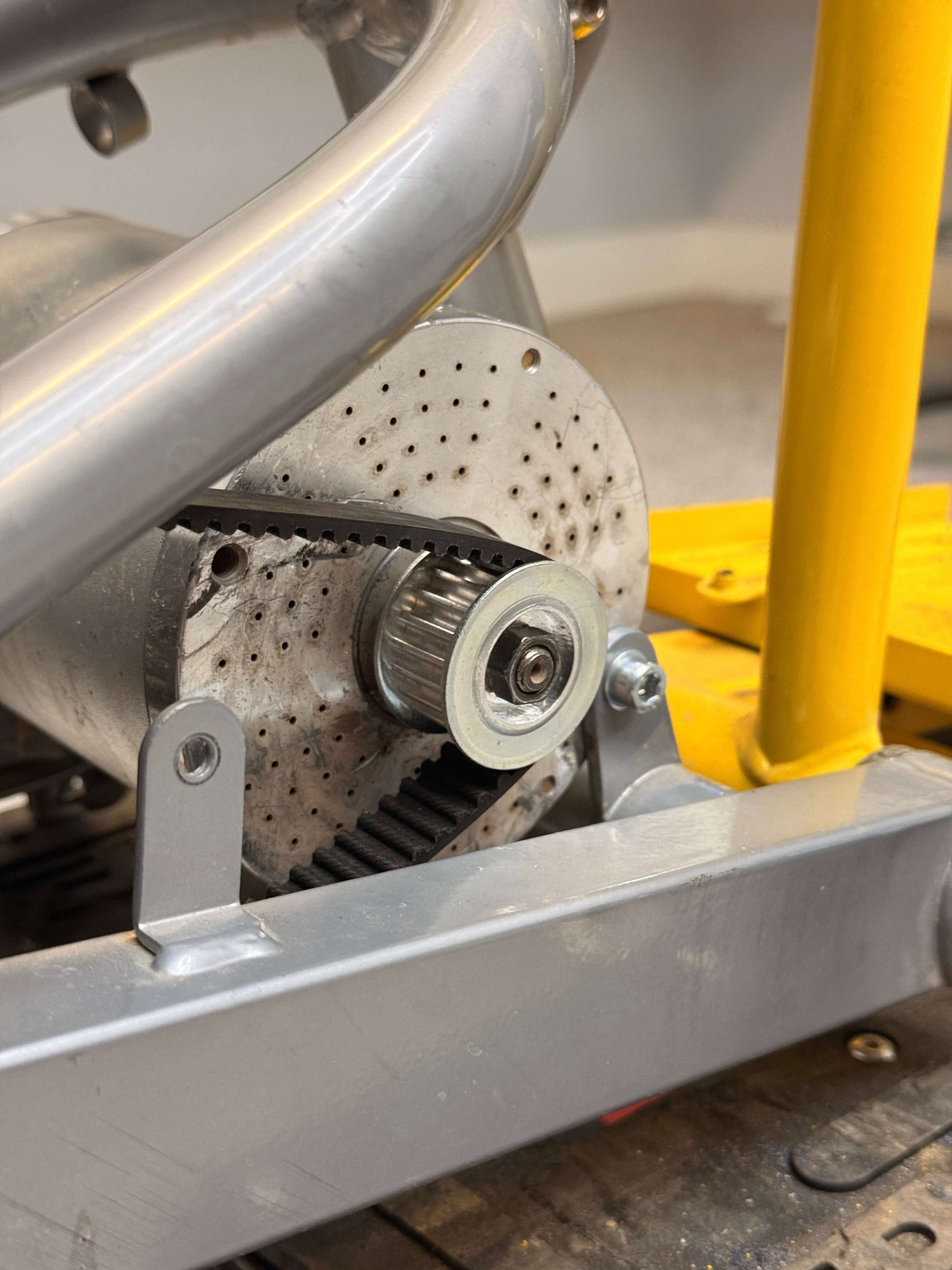 Close-up of a my1020 Motor with a mxmods belt drive kit attached