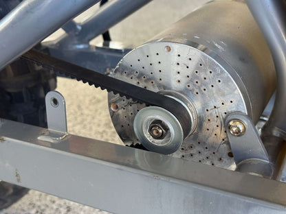 close up of mxmods front pully on bike